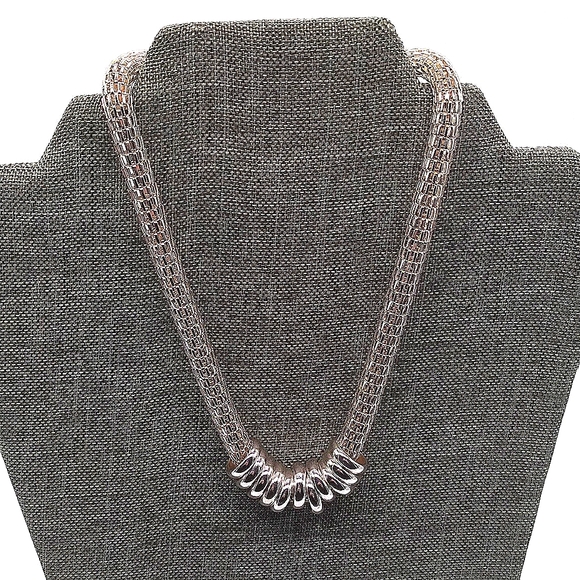 $24 Croft and Barrow Silver Mesh Statement Necklace Franco Chain-Kohls - Picture 2 of 4